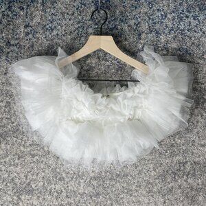 Amy Byer White Tulle Tutu Skirt Girls Small Ruffle Party Ballet Costume Dress Up